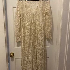 Anthropologie Maeve Cream Lace Top